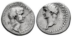 Roman Imperial Germanicus with Divus Augustus. Denarius. 37-38 AD. Caesarea (Cappadocia). (Rsc-2b). (Ric-60). (Rsc-2b). Anv.: Bare head of Germanicus to right, around GERMANICVS CAES TI AVG V COS II G