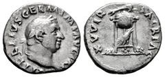 Roman Imperial Vitellius. Denarius. 69 AD. Rome. (Ric-109). (Rsc-111). Anv.: A VITELLIVS GERM IMP AVG TR P, laureate head to right. Rev.: XV VIR SACR FAC, tripod; raven below, dolphin above. Ag. 3,16 