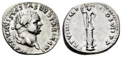 Roman Imperial Titus. Denarius. 79-81 AD. Rome. (Ric-28). (Rsc-272). Anv.: IMP TITVS CAES VESPASIAN AVG P M. Laureate head right. Rev.: TR P VIIII IMP XIIII COS VII P P. Statue of radiate male figure 