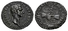 Roman Imperial Nerva. Denarius. 96 AD. Rome. (Ric-II 3). (Bmcre-8). (Rsc-25). Anv.: IMP NERVA CAES AVG P M TR P COS II P P, laureate head to right. Rev.: CONCORDIA EXERCITVVM, clasped hands holding le