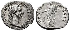 Roman Imperial Nerva. Denarius. 97 AD. Rome. (Ric-II 16). (Bmcre-37). (Rsc-59). Anv.: IMP NERVA CAES AVG P M TR P COS II P P, laureate head to right. Rev.: FORTVNA AVGVST, Fortuna standing facing, hea