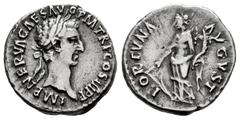 Roman Imperial Nerva. Denarius. 97 AD. Rome. (Ric-II 16). (Bmcre-37). (Rsc-66). Anv.: IMP NERVA CAES AVG P M TR P COS III P P, laureate head to right. Rev.: FORTVNA AVGVST, Fortuna standing facing, he