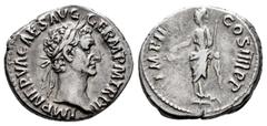 Roman Imperial Nerva. Denarius. 98 AD. Rome. (Ric-42). (Rsc-89). Anv.: IMP NERVA CAES AVG GERM PM TR P II, laureate head right. Rev.: IMP II COS IIII P P, Fortuna standing left, holding rudder and cor