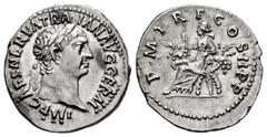 Roman Imperial Trajan. Denarius. 98-99 AD. Rome. (Ric-11). (Bmcre-9). (Rsc-206). Anv.: IMP CAES NERVA TRAIAN AVG GERM, laureate head right. Rev.: P M TR P COS II P P, Justitia or Abundantia seated lef