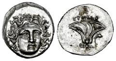 Greek Coins Kingdom of Macedon. Perseus. Drachm. 175-170 BC. Pseudo-Rhodas. Magistrate Ermias. (SNG Keckman-793/795 Thessalia). (Sng Cop-358). Anv.: Helios head facing slightly to the right. Rev.: Ros