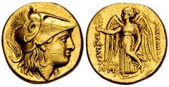 Greek Coins Seleukid Kingdom. Seleukos I Nikator. Stater. 311-308 BC. Babylon. In the name and types of Alexander III of Macedon. (Price-3749). (SC-81.3). Anv.: Head of Athena right wearing Corinthian