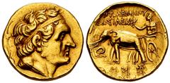 Greek Coins Ptolemaic Kings of Egypt. Ptolemy I Soter. Stater. 305-285 BC. Kyrene. (Sng Ans-426 var). (Svoronos-Pt.101). Anv.: Diademed head right, wearing aegis around neck. Rev.: Alexander, holding 