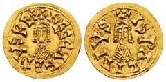 Visigothic Coins Recaredus I (586-601). Tremissis. Ispali (Sevilla). (Cnv-69). (R. Pliego-105). Anv.: ✠ RECCAREDVSREX. Rev.: ✠ ISPALIPIVS. Au. 1,49 g. Scarce. Almost XF. Est...900,00. Spanish Descript