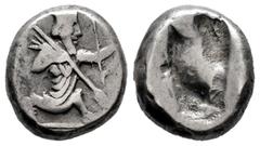 Greek Coins Achaemenid Empire. Time of Darios II. Siglos. 425-405 BC. Sardes. (Traité-II2). (De Luynes-2807/2809). (GRPC Lydia-S26). Anv.: Persian king or hero, wearing kidaris and kandys and with qui