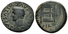 Celtiberian Coins Emerita Augusta. Time of Tiberius. Unit. 14-36 AD. Mérida (Badajoz). (Abh-1052). (Acip-3399a). Anv.: DIVVS. AVGVSTVS. PATER. Laureate and radiate head of Augustus left. Rev.: Altar, 