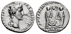 Roma Imperatorial Augustus. Denarius. 7-6 BC. Lugdunum. (Ffc-22). (Ric-207). (Cal-852). Anv.: CAESAR AVGVSTVS DIVI. F. PATER. PATRIE, his laureate head right. Rev.: C.L. CAESARES AVGVSTI. F. COS. DESI