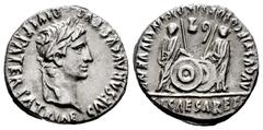 Roma Imperatorial Augustus. Denarius. 7-6 BC. Lugdunum. (Ffc-22). (Ric-207). (Cal-852). Anv.: CAESAR AVGVSTVS DIVI. F. PATER. PATRIE, his laureate head right. Rev.: C.L. CAESARES AVGVSTI. F. COS. DESI