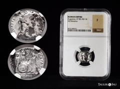 Roma Imperatorial Augustus. Denarius. 7-6 BC. Lugdunum. (Ffc-22). (Ric-207). (Cal-852). Anv.: CAESAR AVGVSTVS DIVI. F. PATER. PATRIE, his laureate head right. Rev.: C.L. CAESARES AVGVSTI. F. COS. DESI