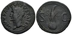 Roman Imperial Divus Augustus. Unit. 34-37 AD. Rome. (Ric-I 82 Tiberio). (Bmcre-155 Tiberio). (C-247). Anv.: DIVVS AVGVSTVS PATER, radiate head to left. Rev.: Eagle standing facing on globe, head to r