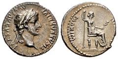 Roman Imperial Tiberius. Denarius. 14-37 AD. Lugdunum. (Ric-30). (Bmcre-48). (Rsc-16a). Anv.: TI CAESAR DIVI AVG F AVGVSTVS, laureate head right. Rev.: PONTIF MAXIM, female figure (Livia?) seated righ