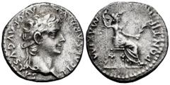 Roman Imperial Tiberius. Denarius. 14-37 AD. Lugdunum. (Ric-30). (Bmcre-48). (Rsc-16a). Anv.: TI CAESAR DIVI AVG F AVGVSTVS, laureate head right. Rev.: PONTIF MAXIM, female figure (Livia?) seated righ