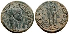 Roman Imperial Claudius. Sestertius. 41-50 AD. Rome. (Ric-99). (Bmcre-124). Anv.: TI CLAVDIVS CAESAR AVG P M TR P IMP, laureate head to right. Rev.: SPES AVGVSTA, draped Spes standing to left, holding