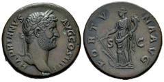 Roman Imperial Hadrian. Sestertius. 137-138 AD. Rome. (Ric-II 3 2410). (Bmcre-1507). (C-763). Anv.: HADRIANVS AVG COS III P P, laureate head to right. Rev.: FORTVNA AVG, Fortuna standing to left, hold