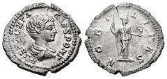 Roman Imperial Geta. Denarius. 200-202 AD. Rome. (Ric-IV 13a). (Bmcre-223). (Rsc-90). Anv.: P SEPT GETA CAES PONT, bare-headed and draped bust to right. Rev.: NOBILITAS, Nobilitas standing facing, hea
