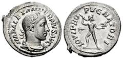 Roman Imperial Severus Alexander. Denarius. 231 AD. Rome. (Ric-IV 235). (Bmcre-790). (Rsc-76). Anv.: IMP ALEXANDER PIVS AVG, laureate, draped and cuirassed bust to right. Rev.: IOVI PROPVGNATORI, Jupi