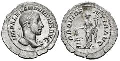 Roman Imperial Severus Alexander. Denarius. 231-235 AD. Rome. (Ric-IV 250). (Bmcre-875). (Rsc-501b). Anv.: IMP ALEXANDER PIVS AVG, laureate bust to right, slight drapery on far shoulder. Rev.: PROVIDE