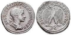 Roman Imperial Gordian III. Seleucis and Pieria. Tetradrachm. 238-240 AD. Antioch. (Prieur-292 var). (McAlee-878 var). Anv.: AYTOK K M ANT ΓOPΔIANOC CЄB, laureate, draped, and cuirassed bust right. Re