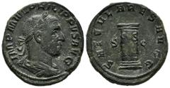 Roman Imperial Philip I. Sestertius. 248 AD. Rome. (Ric-IV 157a). (C-95). Anv.: IMP M IVL PHILIPPVS AVG, laureate, draped and cuirassed bust to right. Rev.: MILIARIVM SAECVLVM, column inscribed COS II