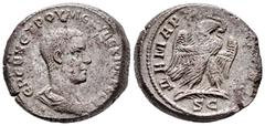 Roman Imperial Herennius Etruscus. Seleucis and Pieria. Tetradrachm. 250-251 AD. Antioch. (Prieur-629). Anv.: ΕΡΕΝΝΕ ΤΡΟΥ ΜΕ ΚΥ ΔΕΚΙΟC ΚΕCΑΡ, bareheaded, draped and cuirassed bust right, pellet below 