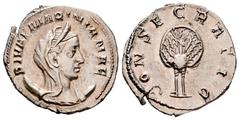 Roman Imperial Diva Mariniana. Antoninianus. 254-256 AD. Rome. (Ric-V 3). (Rsc-2). Anv.: DIVAE MARINIANAE, diademed, veiled and draped bust right, set on crescent. Rev.: CONSECRATIO, peacock in splend