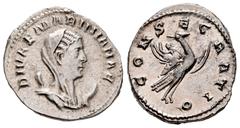 Roman Imperial Diva Mariniana. Antoninianus. 254 AD. Rome. (Ric-V 1. 6). (Rsc-16). (Mir-220b). Anv.: DIVAE MARINIANAE, veiled and draped bust right, set on crescent. Rev.: CONSECRATIO, Apotheosis of M