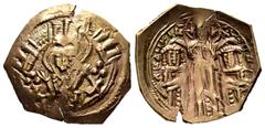 Byzantine Empire Andronicus II Palaeologus, with Michael IX. Hyperpyron. 1294-1320 AD. Constantinople. (Doc-440). (Sear-2396). Anv.: Half-length figure of the Virgin Mary, orans and with B• to left an