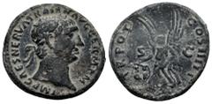 Roman Imperial Trajan. Unit. 101-102 d.C. Rome. (Ric-II 434). (Woytek-113b). (Bmcre-753). Anv.: IMP CAES NERVA TRAIAN AVG GERM P M, laureate head to right, slight drapery on far shoulder. Rev.: TR POT