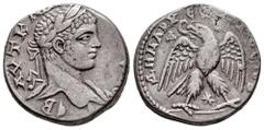 Roman Imperial Elagabalus. Seleucis and Pieria. Tetradrachm. 219 d.C. Antioch. (Prieur-249 var). (McAlee-758 var). Anv.: AVT K (M A ANΤѠNЄINOC C) - ЄB, laureate bust to right, slight drapery on far sh
