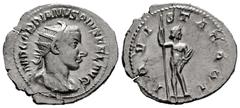 Roman Imperial Gordian III. Antoninianus. 241-243 d.C. Rome. (Ric-IV 84). (Rsc-109). Anv.: IMP GORDIANVS PIVS FEL AVG, radiate, draped and cuirassed bust to right. Rev.: IOVI STATORI, Jupiter standing