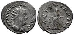 Roman Imperial Valerian I. Antoninianus. 256 d.C. Rome. (Ric-216). Anv.: IMP C P LIC VALERIANVS P F AVG radiate, draped, cuirassed bust right. Rev.: LAETITIA AVGG Laetitia standing left holding wreath