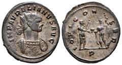 Roman Imperial Aurelian. Antoninianus. 271-274 d.C. Mediolanum. (Ric-V 1. 129). Anv.: IMP AVRELIANVS AVG, radiate and cuirassed bust to right . Rev.: IOVI CONSER, Emperor standing to right, holding sc