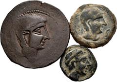 Large Lots Lot of 3 coins from Ancient Hispania. Kastilo-Castulo. 180 BC Cazlona (Jaén) Quadrans, Semis and As type Uncial. Ae. TO EXAMINE. Almost VF/VF. Est...100,00. Spanish description: Lote de 3 m