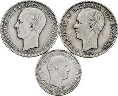 Large Lots Lot of 3 coins from Greece and Crete. 1 Drachm 1868, 1863 Km#38 and 50 Lepta 1901 km#6. Ag. TO EXAMINE. Almost F/Almost VF. Est...50,00. Spanish description: Lote de 3 monedas de Grecia y C