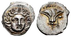 Greek Coins Kingdom of Macedon. Perseus. Drachm. 175-170 BC. Pseudo-Rhodas. Ermias magistrate. (SNG Keckman-793/795 (Thessaly)). (Price-Kraay-Mørkholm E. 241/2). Anv.: Head of Helios facing slightly r