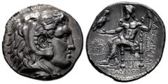 Greek Coins Kingdom of Macedon. Seleukos I Nikator. Tetradrachm. 312-281 a.C. Babylon. In the name and types of Alexander III of Macedon. (SC-Ad57E). (Price-3704). (Hgc-9, 10f). Anv.: Head of Herakles