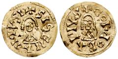 Visigothic Coins Sisenandus (631-636). Tremissis. Córdoba. (R. Pliego-456). (Cnv-344.8). Anv.: + SISENAIIᗡVSI. Rev.: + CORDOBA PIVS. Au. 1,34 g. Same dies as example from the Peter Woodhead collection