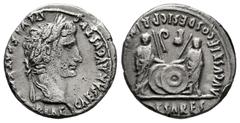 Roman Imperatorial Augustus. Denarius. 7-6 BC. Lugdunum. (Ffc-25). (Ric-210). (Cal-855). Anv.: CAESAR AVGVSTVS DIVI. F. PATER. PATRIAE, laureate head of Augustus right. Rev.: (C.L. C)AESARES AVGVSTI. 