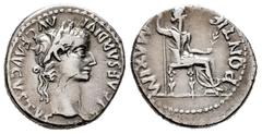 Roman Imperial Tiberius. Denarius. 14-37 AD. Lugdunum. (Ric-30). (Bmcre-48). (Seaby-16a). Anv.: TI CAESAR DIVI AVG F AVGVSTVS, laureate head right. Rev.: PONTIF MAXIM, female figure (Livia?) seated ri