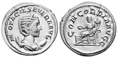 Roman Imperial Otacilia Severa. Antoninianus. 246-248 AD. Rome. (Ric-126). (Rsc-17). Rev.: CONCORDIA AVGG, Concordia seated to left, holding patera and cornucopiae. Ag. 4,15 g. Almost XF. Est...70,00.