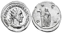 Roman Imperial Trajan Decius. Antoninianus. 249-251 AD. Rome. (Ric-12b). (Rsc-16). Rev.: DACIA, Dacia standing to left, holding staff surmounted by ass's head. Ag. 4,71 g. XF. Est...120,00. Spanish De