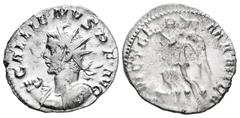 Roman Imperial Gallienus. Antoninianus. 258-259 AD. Colonia Agrippinensis. (Ric-44). Rev.: VICT GERMANICA, Victory running left, treading down enemy, with wreath and trophy. Ag. 3,87 g. Bust left. Sca