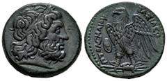 Greek Coins Sicily. Syracuse. Obol. 264-263 BC. Time of Hieron II. (Svoronos-610). (Sng Cop-114). Anv.: Laureate head of Zeus to right. Rev.: ΠΤΟΛΕΜΑΙΟΥ ΒΑΣΙΛΕΩ[Σ], eagle standing to left on thunderbo