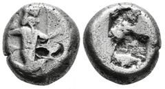 Greek Coins Achaemenid Empire. Time of Darios II. Siglos. 425-405 BC. Sardes. (Traité-II-2, 9). (De Luynes-2807/9). (GRPC Lydia-S26). Anv.: Persian king or hero, wearing kidaris and kandys and with qu