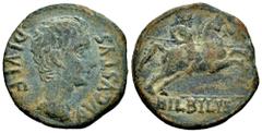 Celtiberian Coins Bilbilis. Augustus period. Unit. 27 BC - 14 AD. Calatayud (Zaragoza). (Abh-275). Anv.: AVGVSTVS. DIV. F. bare head of Augustus right. Rev.: Horseman right, holding spear, BILBILIS be