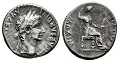 Roman Imperial Tiberius. Denarius. 14-37 AD. Lugdunum. (Ric-30). (Bmcre-48). (Rsc-16a). Anv.: TI CAESAR DIVI AVG F A(VGVSTVS), laureate head right. Rev.: PONTIF MAXIM, female figure (Livia?) seated ri